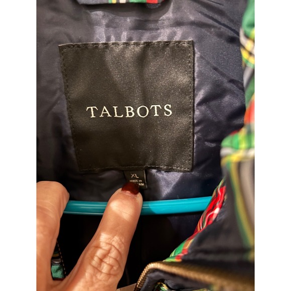 Talbots Womens Plaid Quilted Puffer Vest Pockets Full Zip Gingham Check XL - Picture 3 of 4